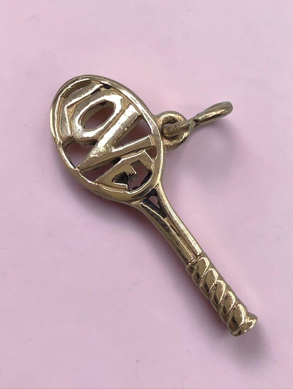 RETIRED James Avery 14K Gold Love Tennis Racket Sport Charm Pendant - HTF Rare